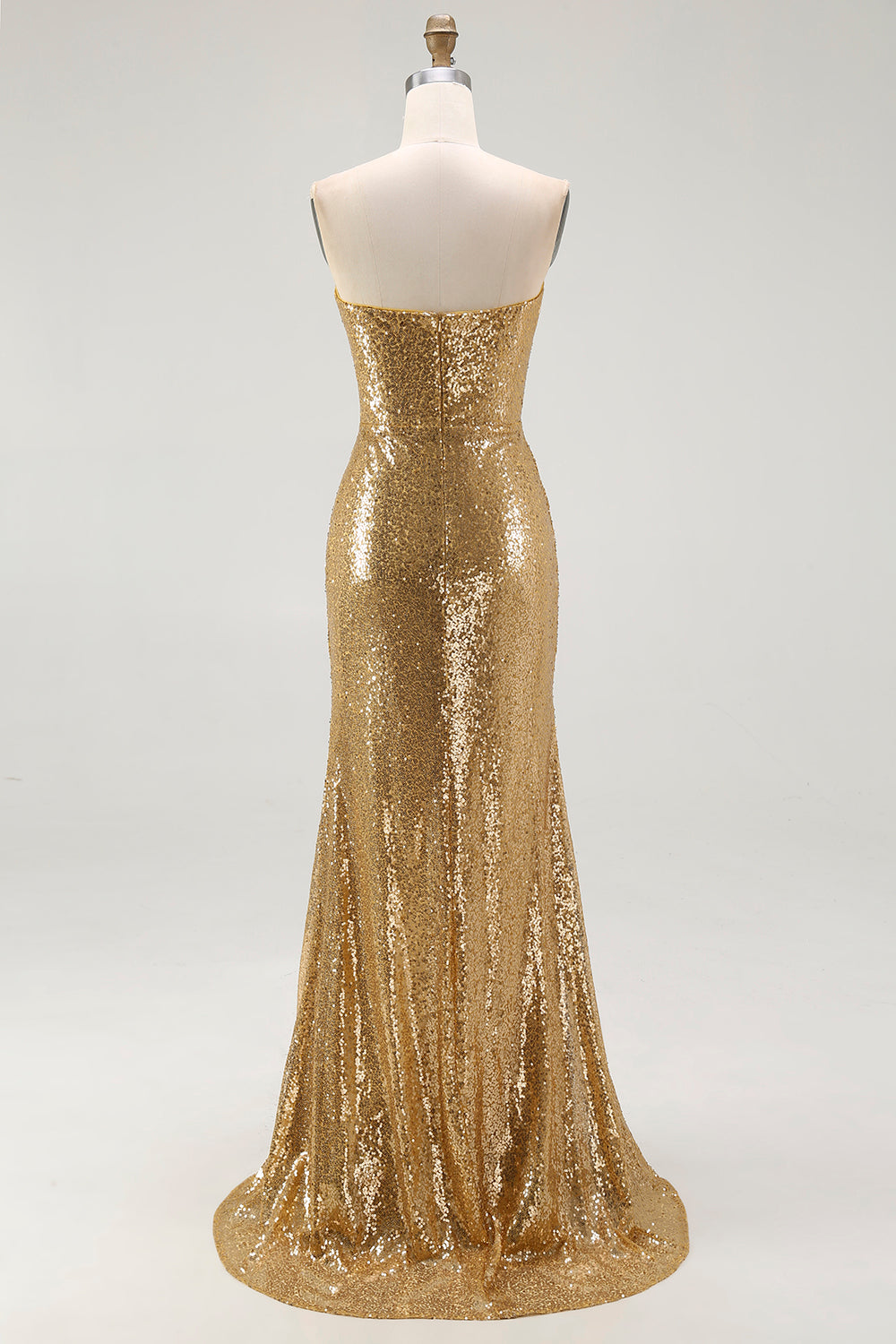 WEDTREND Women Golden Formal Dress with Slit Sequins Mermaid Strapless Long Evening Dress WEDTREND Women Golden Formal Dress with Slit Sequins Mermaid Strapless Long Evening Dress