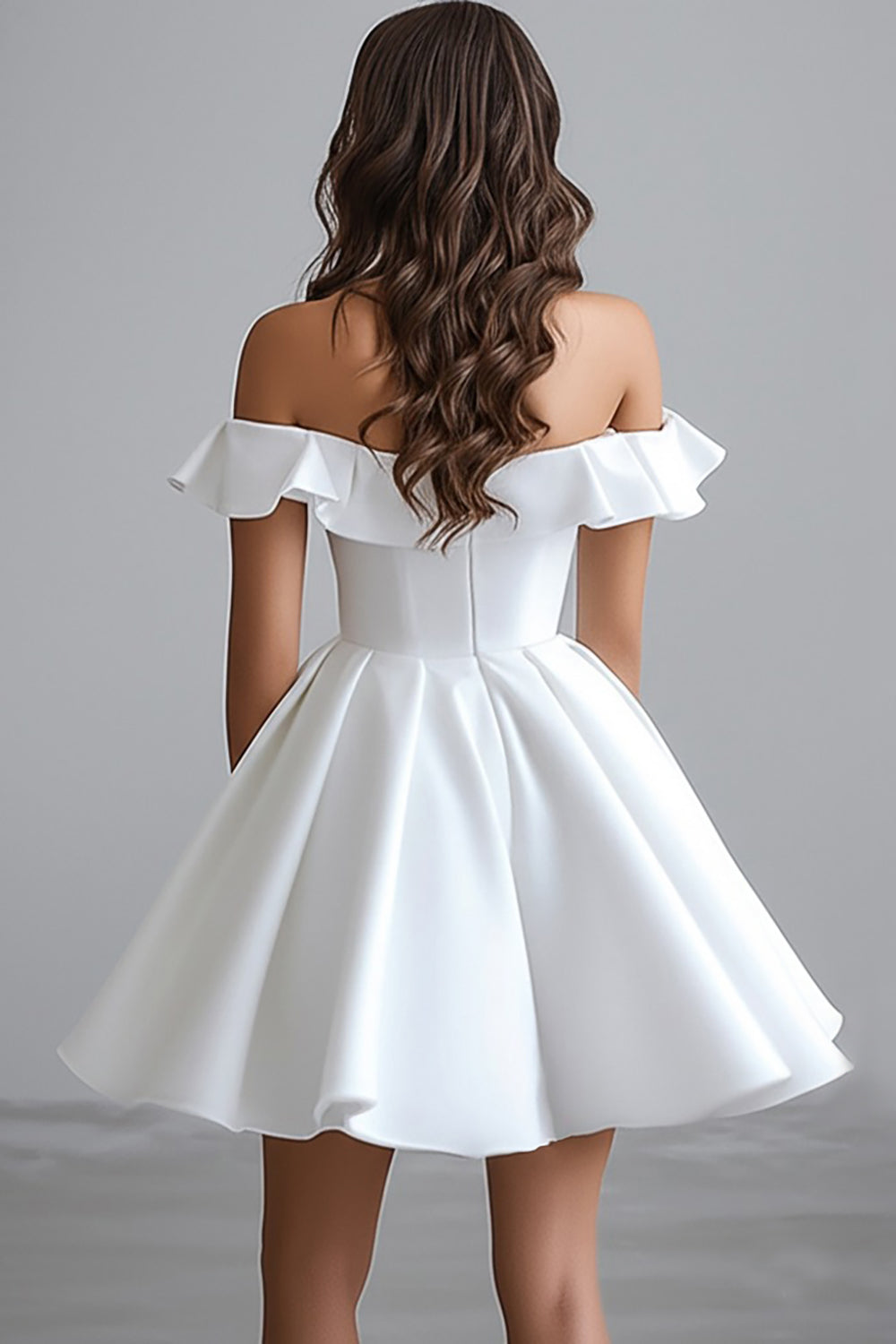 Wedtrend Women White Graduation Dress Off The Shoulder A Line Satin Ruffled Grad Ceremony Dress, White / US16 Wedtrend Women White Graduation Dress Off The Shoulder A Line Satin Ruffled Grad Ceremony Dress, White / US16