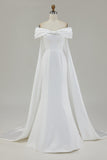 Ivory Mermaid Off The Shoulder Wedding Dress with Bow