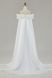Ivory Mermaid Off The Shoulder Wedding Dress with Bow