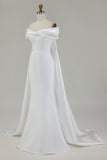 Ivory Mermaid Off The Shoulder Wedding Dress with Bow