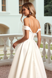 Ivory A Line Cold Shoulder Long Wedding Dress