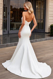 Ivory Strapless Satin Bodycon Long Wedding Dress