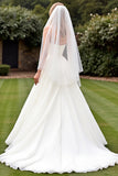 Ivory A Line Strapless Pleated Long Wedding Dress