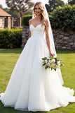 Ivory A Line Strapless Pleated Long Wedding Dress