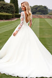 A Line Ivory Long Sleeves Appliqued Wedding Dress