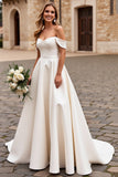 Off The Shoulder Ivory A Line Wedding Dress
