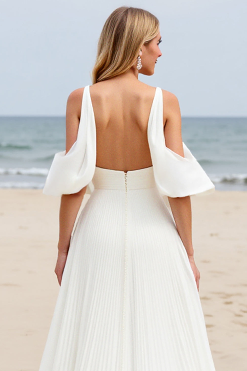Wedtrend Women White Wedding Dress with Slit Cold Shoulder Pleated Long Bridal Dress WEDTREND Wedtrend Women White Wedding Dress with Slit Cold Shoulder Pleated Long Bridal Dress WEDTREND