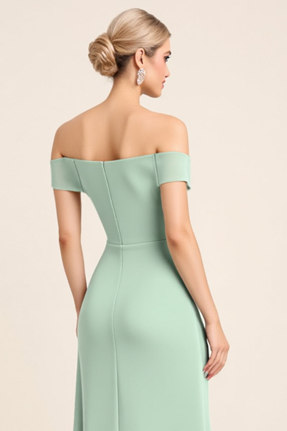Wedtrend Women Mint Ruched Long Bridesmaid Dress with Slit Off The Shoulder Wedding Guest Dress WEDTREND Wedtrend Women Mint Ruched Long Bridesmaid Dress with Slit Off The Shoulder Wedding Guest Dress WEDTREND