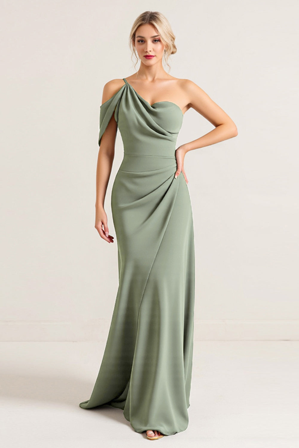 Wedtrend Women Olive Bridesmaid Dress One Shoulder Sheath Ruched Wedding Guest Dress WEDTREND Wedtrend Women Olive Bridesmaid Dress One Shoulder Sheath Ruched Wedding Guest Dress WEDTREND