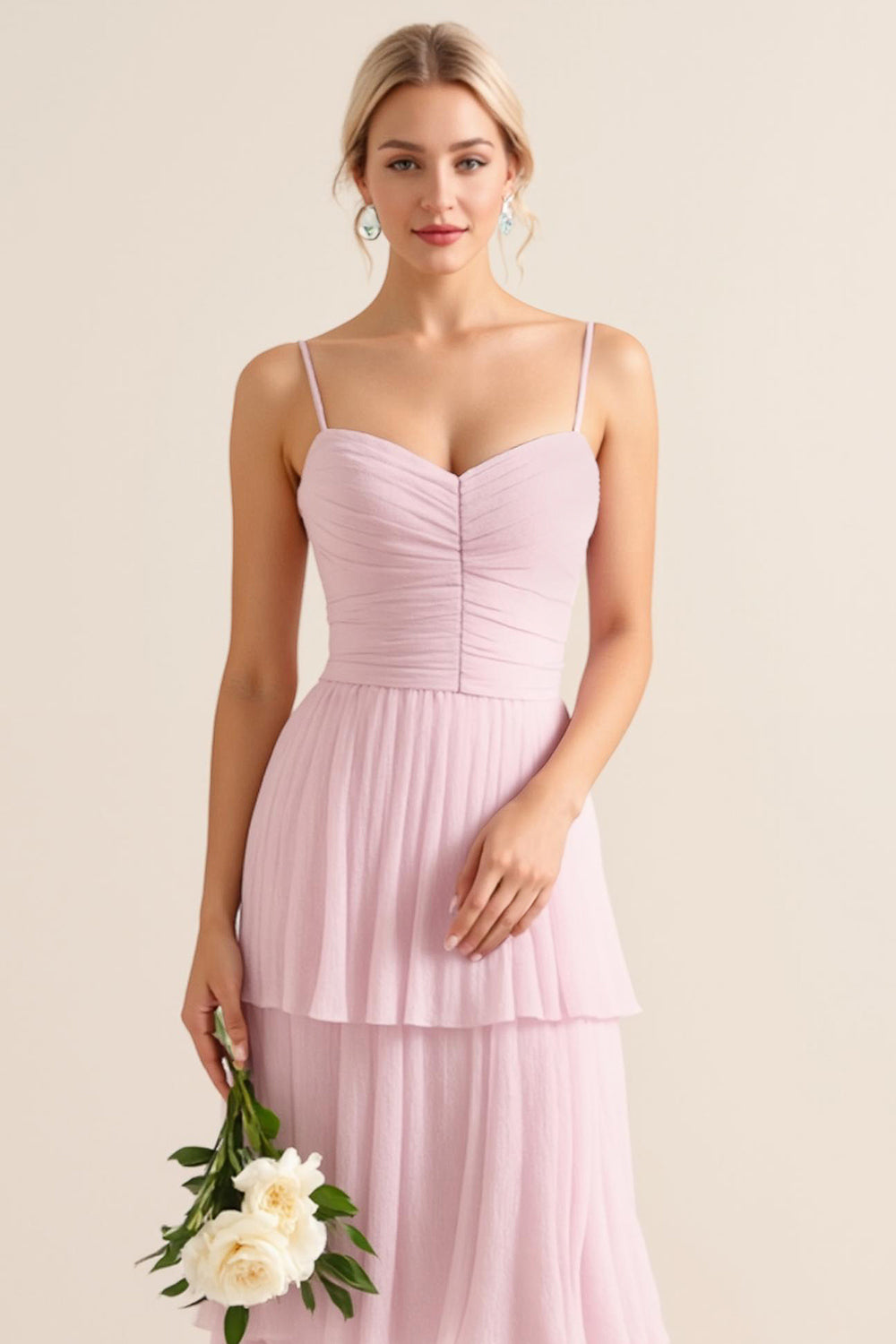 WEDTREND Women Lilac Long Bridesmaid Dress A-Line Spaghetti Straps Tiered Chiffon Prom Dress WEDTREND Women Lilac Long Bridesmaid Dress A-Line Spaghetti Straps Tiered Chiffon Prom Dress