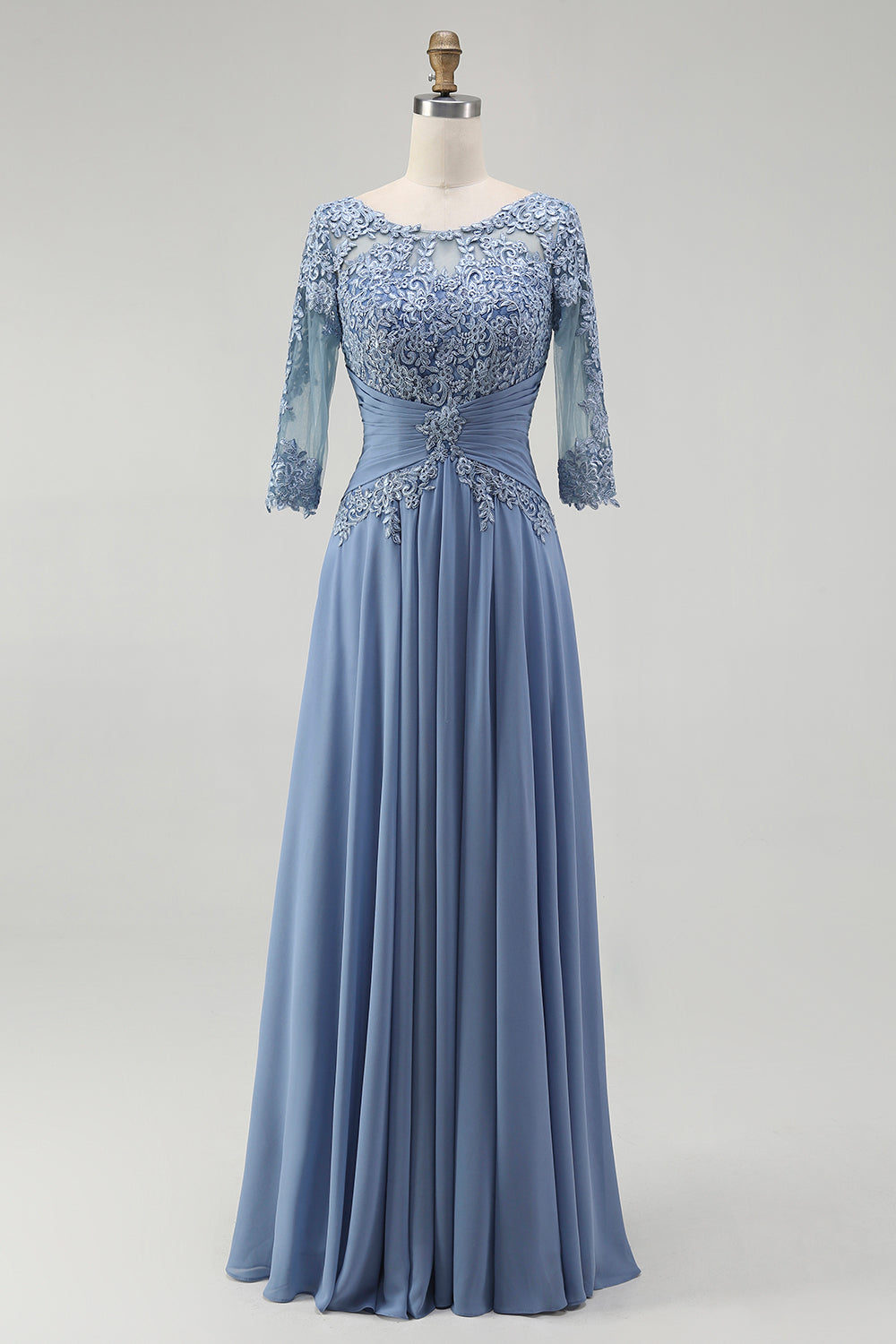 WEDTREND Women Dusty Blue Mother of the Bride Dress with Lace A Line Chiffon Wedding Guest Dress WEDTREND Women Dusty Blue Mother of the Bride Dress with Lace A Line Chiffon Wedding Guest Dress