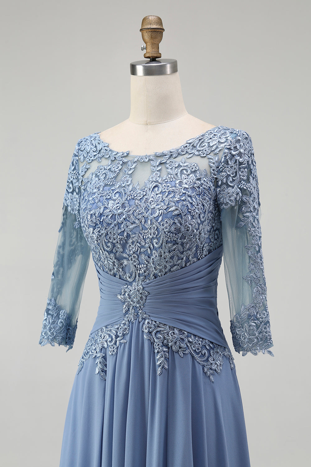 WEDTREND Women Dusty Blue Mother of the Bride Dress with Lace A Line Chiffon Wedding Guest Dress WEDTREND Women Dusty Blue Mother of the Bride Dress with Lace A Line Chiffon Wedding Guest Dress