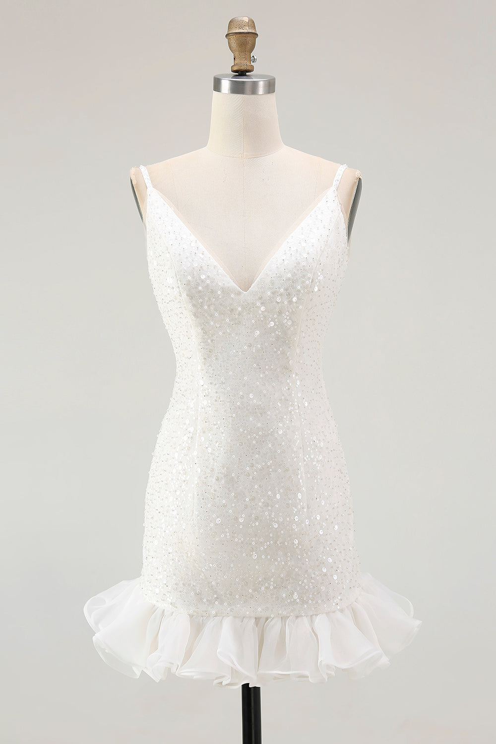 WEDTREND Women Sparkly White Mini Graduation Dress with Ruffles Sequins V-Neck Grad Ceremony Dress WEDTREND Women Sparkly White Mini Graduation Dress with Ruffles Sequins V-Neck Grad Ceremony Dress