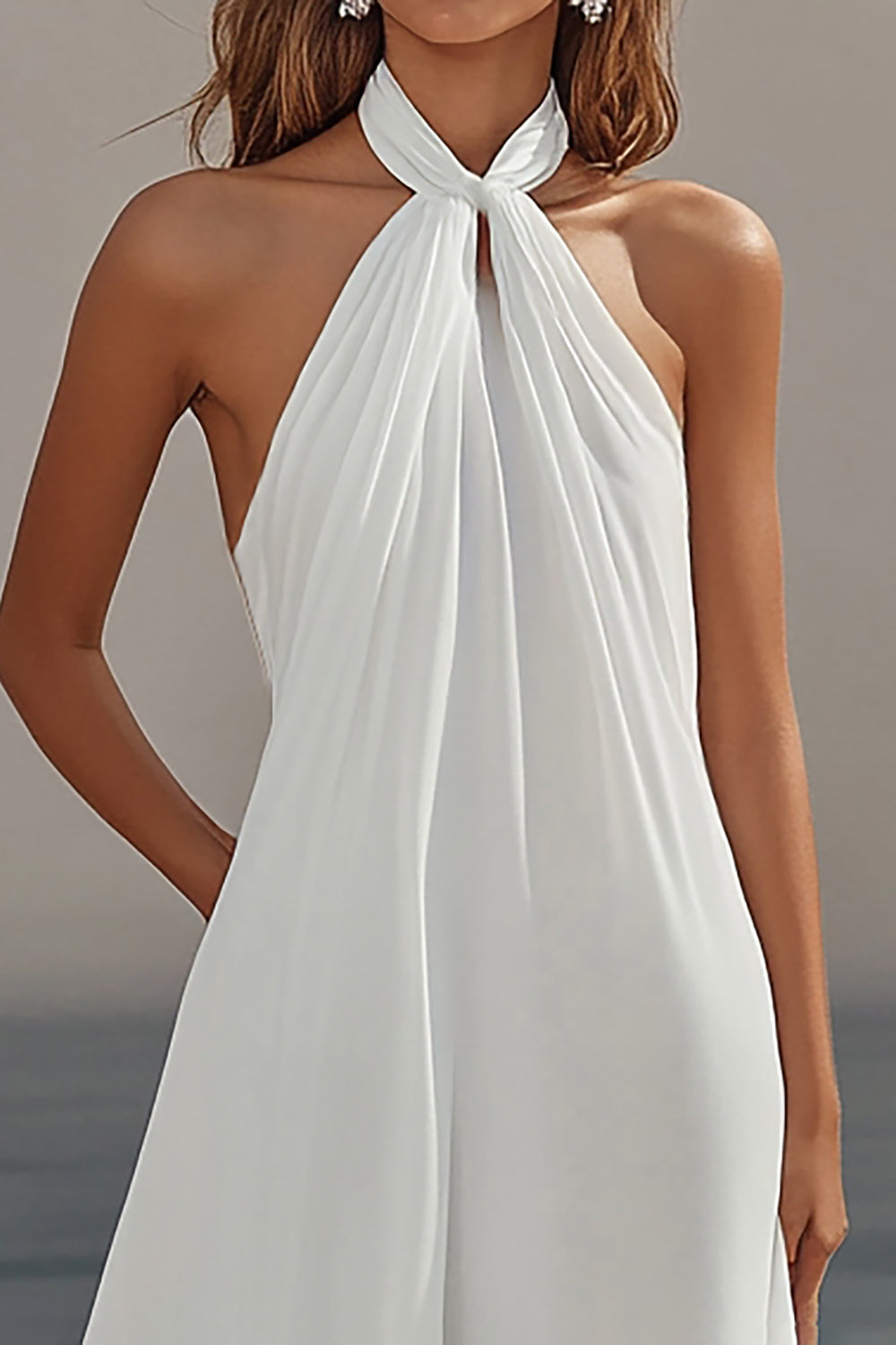 Wedtrend Women White Formal Dress Halter A Line Sleeveless Engagement Dress Long Maxi Dress WEDTREND Wedtrend Women White Formal Dress Halter A Line Sleeveless Engagement Dress Long Maxi Dress WEDTREND
