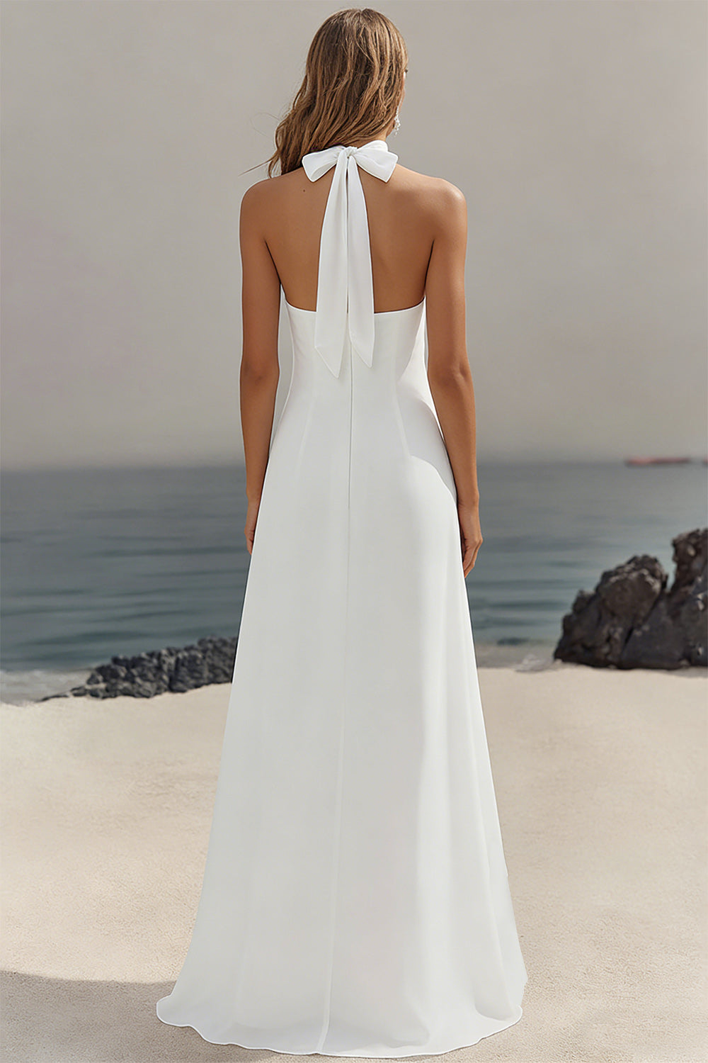 Wedtrend Women White Formal Dress Halter A Line Sleeveless Engagement Dress Long Maxi Dress WEDTREND Wedtrend Women White Formal Dress Halter A Line Sleeveless Engagement Dress Long Maxi Dress WEDTREND