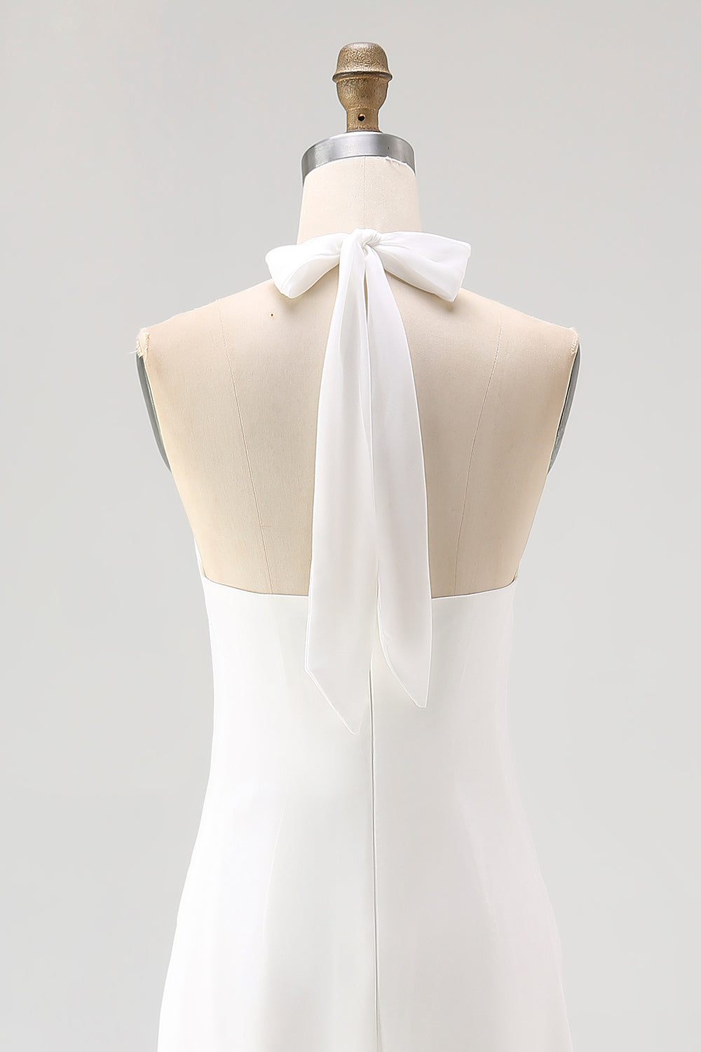 halter engagement dress Chiffon Ivory Halter Maxi Sheath Beach Engagement Dress