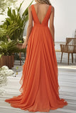 Dusty Sage V Neck A Line Long Formal Dress With Ruffles