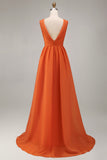 Dusty Sage V Neck A Line Long Formal Dress With Ruffles