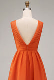 Dusty Sage V Neck A Line Long Formal Dress With Ruffles