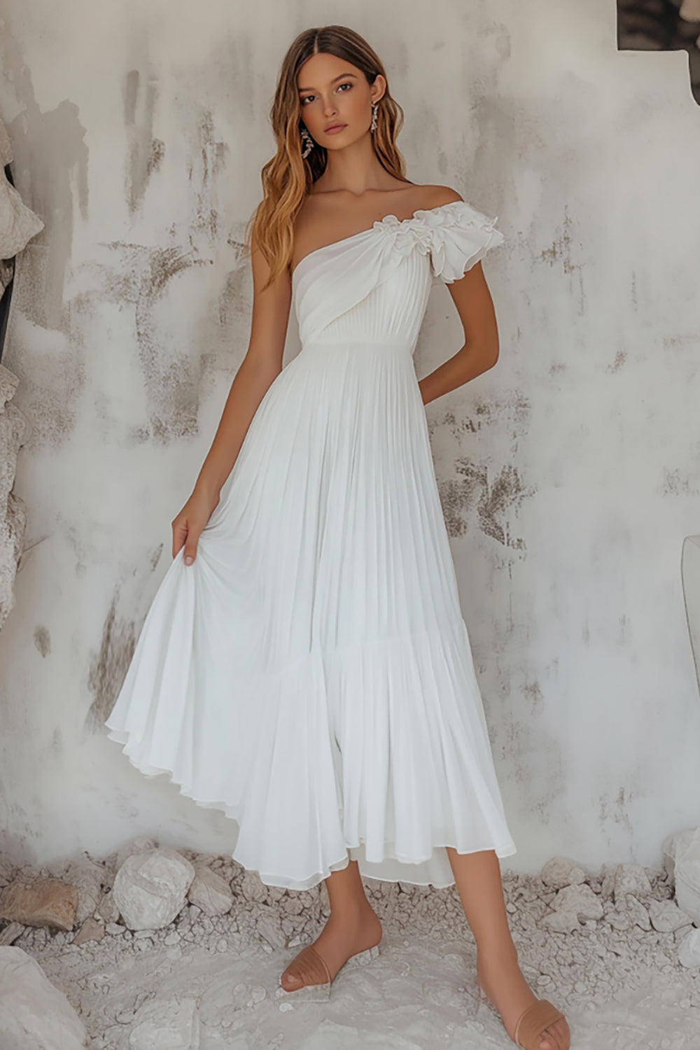 Wedtrend Women White Graduation Dress A Line One Shoulder Ruched Grad Ceremony Dress WEDTREND Wedtrend Women White Graduation Dress A Line One Shoulder Ruched Grad Ceremony Dress WEDTREND