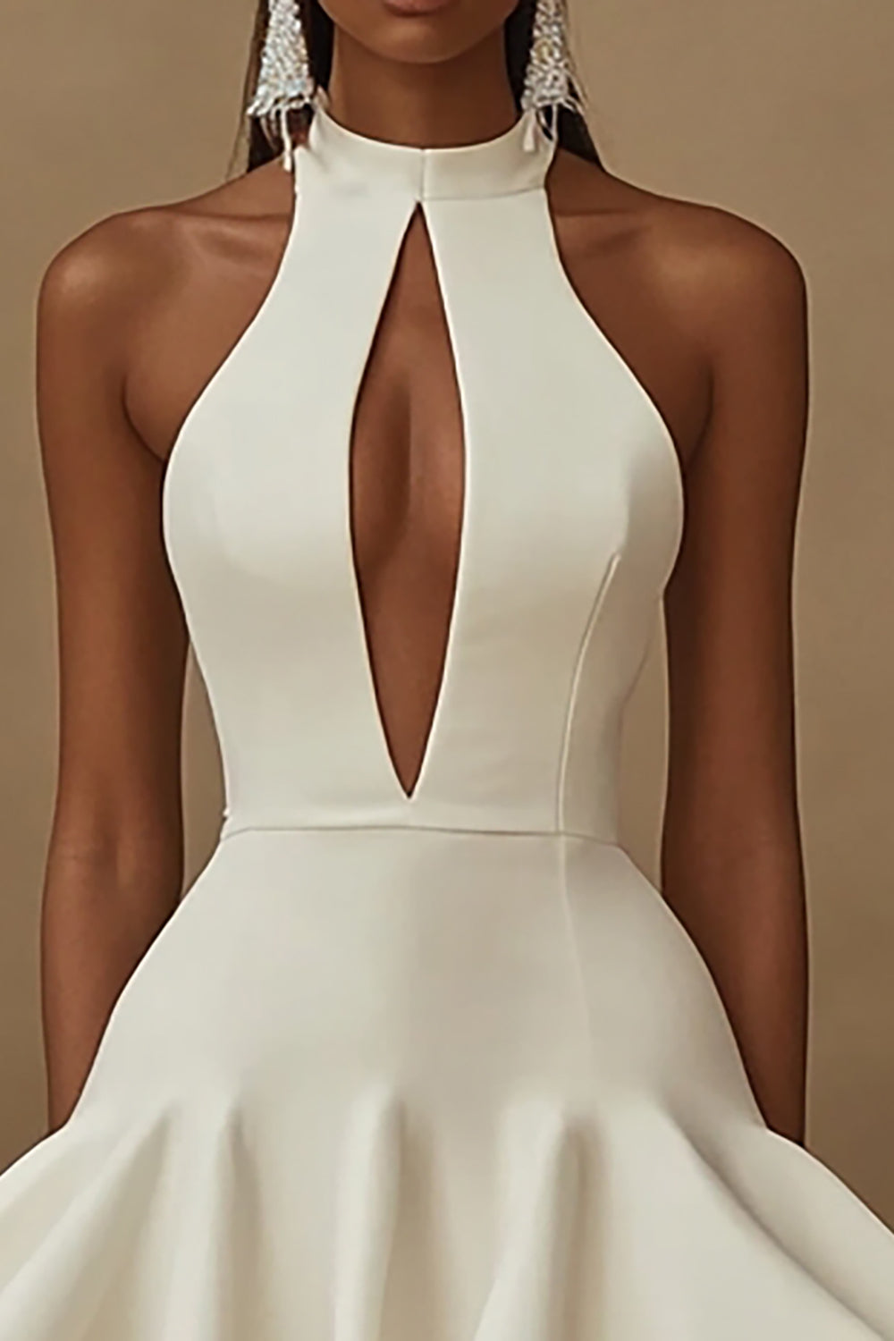 white high neck graduation dress Charlotte