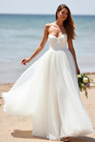 White Sweetheart A Line Long Wedding Dress