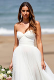 White Sweetheart A Line Long Wedding Dress