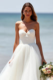 White Sweetheart A Line Long Wedding Dress