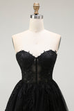 Black Sweetheart A-Line Mini Homecoming Dress with Appliques