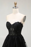 Black Sweetheart A-Line Mini Homecoming Dress with Appliques