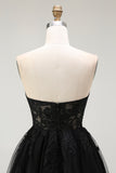 Black Sweetheart A-Line Mini Homecoming Dress with Appliques