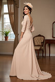Apricot Mermaid Long Mother Of The Bride Dress With Appliques