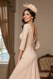 Apricot Mermaid Long Mother Of The Bride Dress With Appliques
