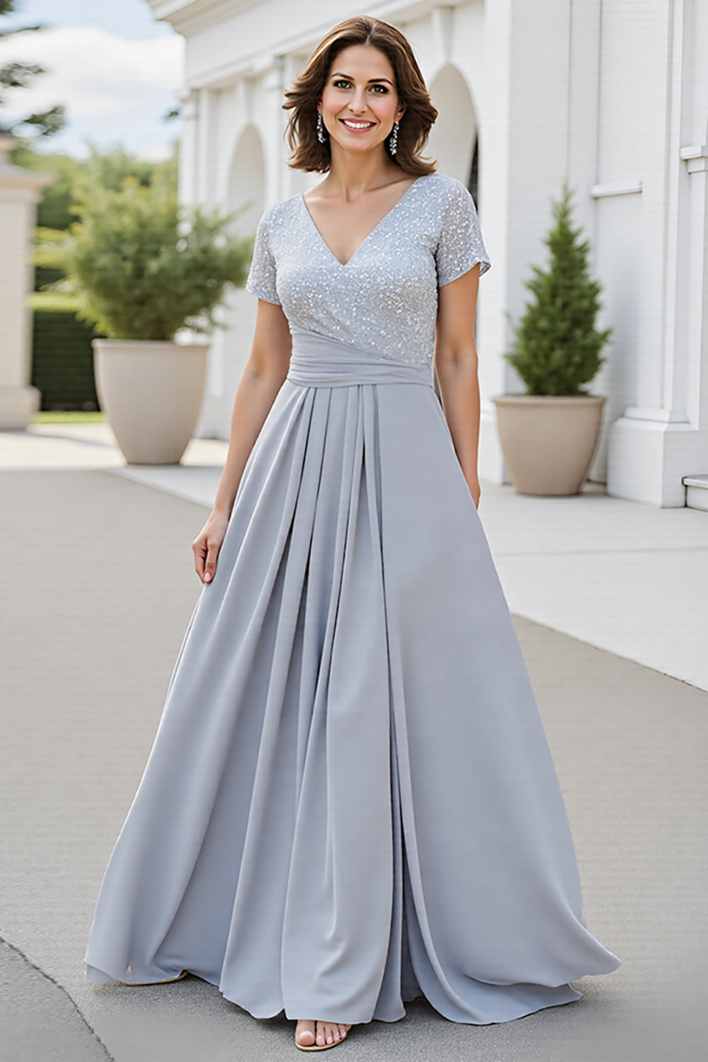 mother of the bride silver grey dresses Bride Dresses Silver Grey Evening Skirt Silver Wedding Dress Satin Ball Gown Lace Embroidery Lisposa