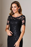 Black A Line Long Mother Of Bride Dress With Appliques