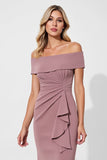 Vintage Mauve Off the Shoulder Ruched Mermaid Mother Of The Bride Dress