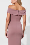Vintage Mauve Off the Shoulder Ruched Mermaid Mother Of The Bride Dress
