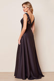 Black A Line Long Mother Of The Bride Dress With Appliques