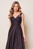 Black A Line Long Mother Of The Bride Dress With Appliques