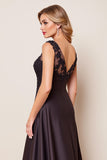 Black A Line Long Mother Of The Bride Dress With Appliques