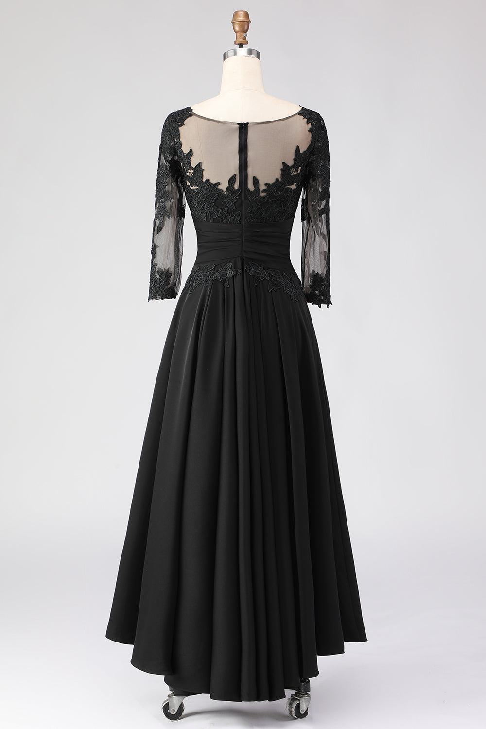 WEDTREND Women Black Long Mother Of The Bride Dress A-Line Bateau Neck Appliqued Wedding Guest Dress with 3/4 Sleeves WEDTREND Women Black Long Mother Of The Bride Dress A-Line Bateau Neck Appliqued Wedding Guest Dress with 3/4 Sleeves
