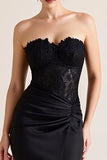 Black Sweetheart Sheath Lace Formal Dress with Slit