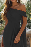 Black One Shoulder Sheath Formal Dress with Cape