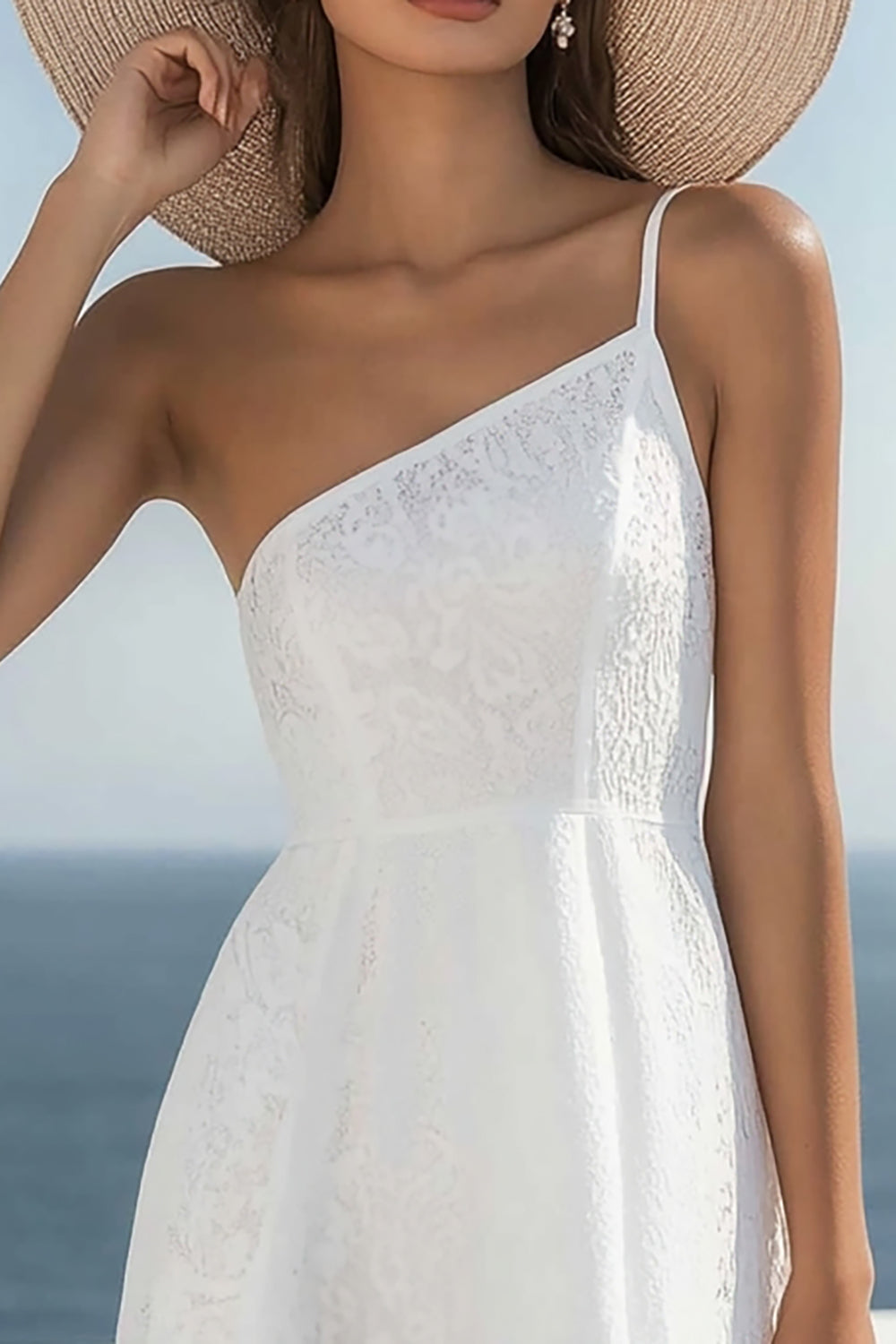 Wedtrend Women White Graduation Dress One Shoulder A Line Lace Grad Ceremony Dress WEDTREND Wedtrend Women White Graduation Dress One Shoulder A Line Lace Grad Ceremony Dress WEDTREND