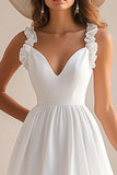 Stylish White A Line Mini Graduation Dress