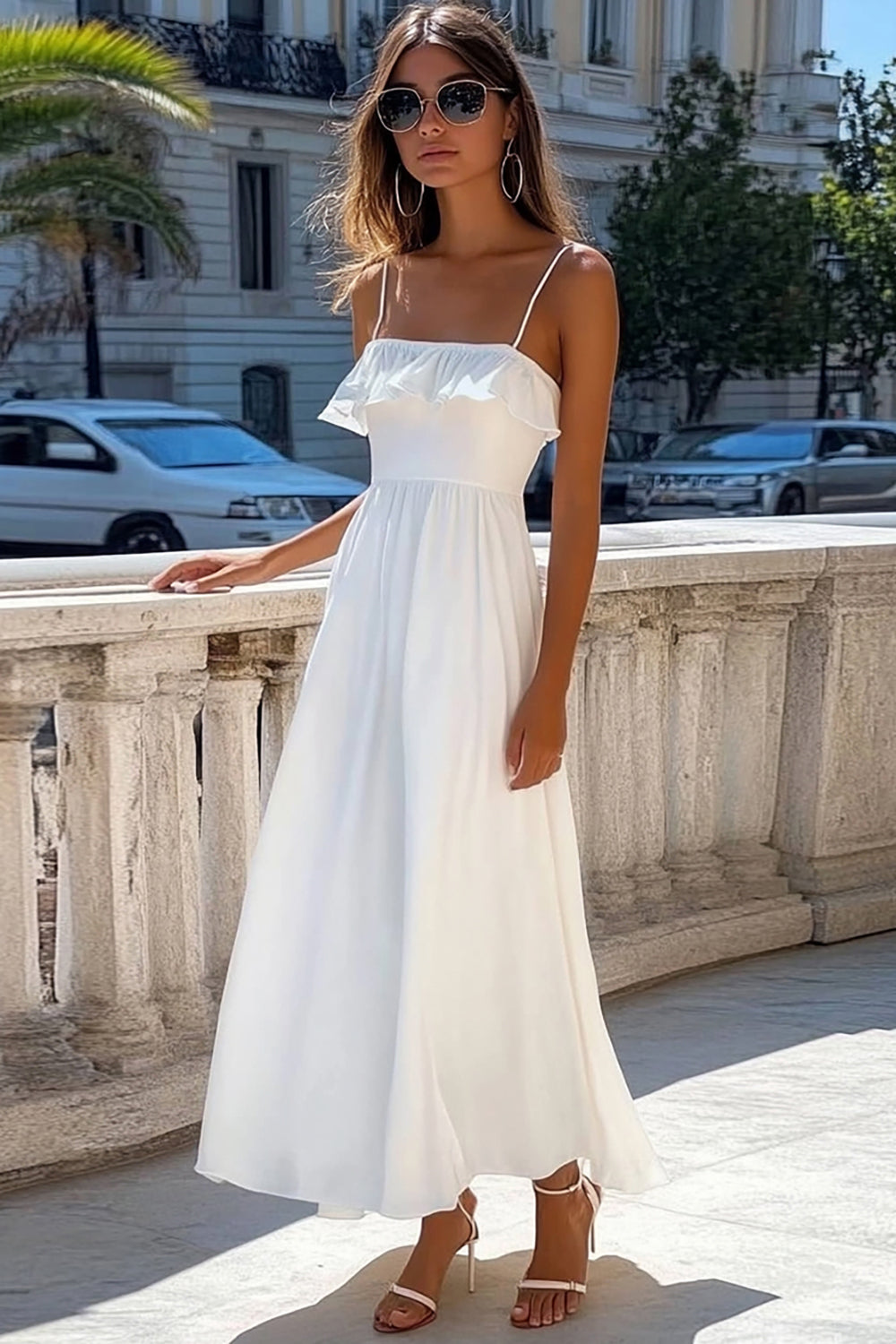 Wedtrend Women White Holiday Party Dress A Line Spaghetti Straps Ruffled Long Ceremony Dress WEDTREND Wedtrend Women White Holiday Party Dress A Line Spaghetti Straps Ruffled Long Ceremony Dress WEDTREND