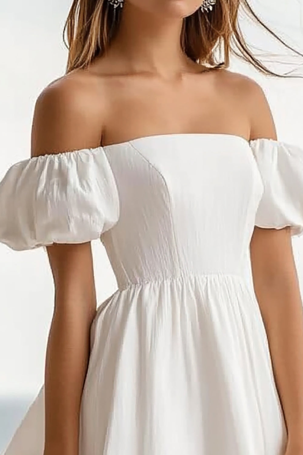 Wedtrend Women White Off The Shoulder Graduation Dress Puff Sleeve A Line Mini Ceremony Dress, White / US26W Wedtrend Women White Off The Shoulder Graduation Dress Puff Sleeve A Line Mini Ceremony Dress, White / US26W