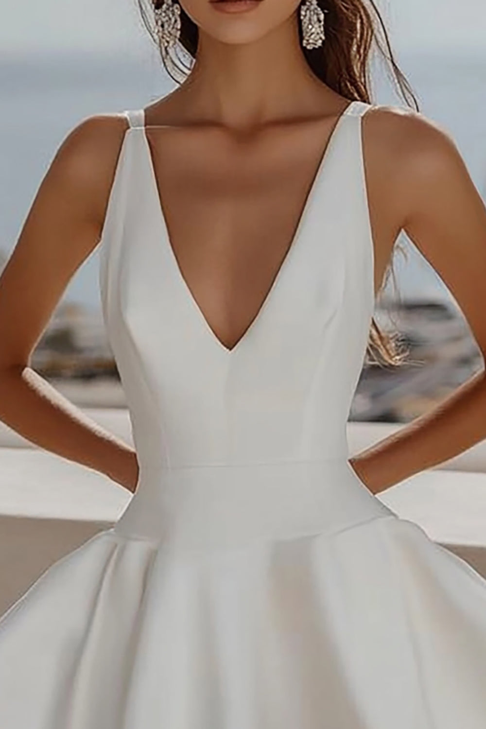 WEDTREND Women Simple Graduation Dress White V Neck A Line Short Grad Ceremony Dress WEDTREND Women Simple Graduation Dress White V Neck A Line Short Grad Ceremony Dress