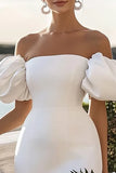 Simple Off The Shoulder White Short Bodycon Graduation Dress
